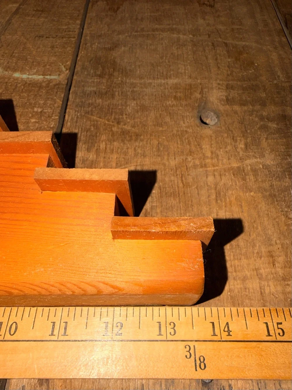 Wooden Step-Style Display with Heart Cutout - Warm Pine Knickknacks Trinkets